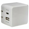 Audiovox RCA TCA234Z Type-C Dual Port Wall Charger, 3.4 A Charge, USB Plug, White JPCH34ACV